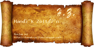 Hanák Zoltán névjegykártya